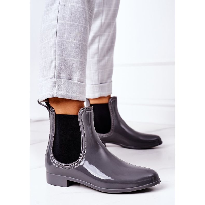 Botas Jodhpur com guarda-chuva cinza brilhante 1