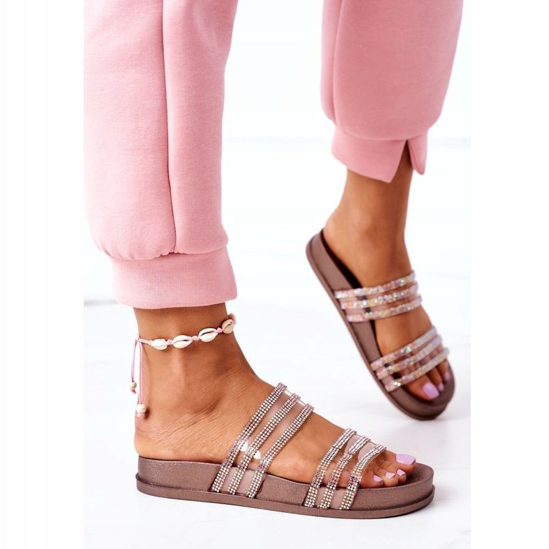 PS1 Chinelos de borracha com zircônia cúbica rosa ouro saudades dourado 2 PS1 Chinelos de borracha com zircônia cúbica rosa ouro saudades dourado 2