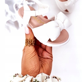 FR1 Sandálias infantis com laço branco Abbie 3