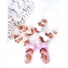 FR1 Sandálias infantis com laço branco Abbie 1