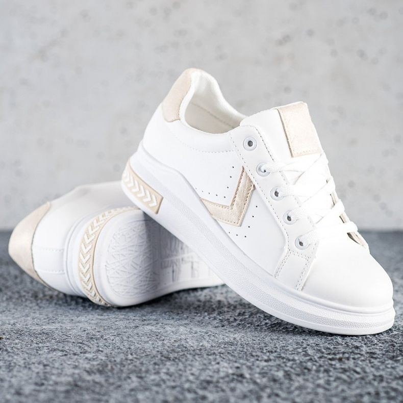 SHELOVET Tênis de couro ecológico branco 1