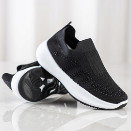 Renda Tênis Slip-on Com Cristais preto 1