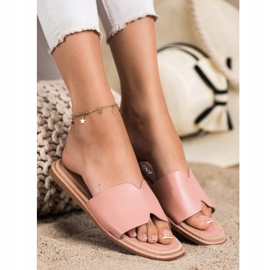 SHELOVET Chinelos elegantes de couro ecológico rosa 1