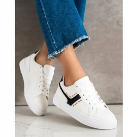 SHELOVET Sapatos amarrados com encaixe preto branco 2 SHELOVET Sapatos amarrados com encaixe preto branco 2