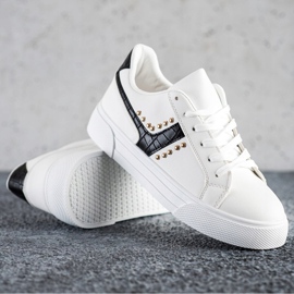 SHELOVET Sapatos amarrados com encaixe preto branco 1