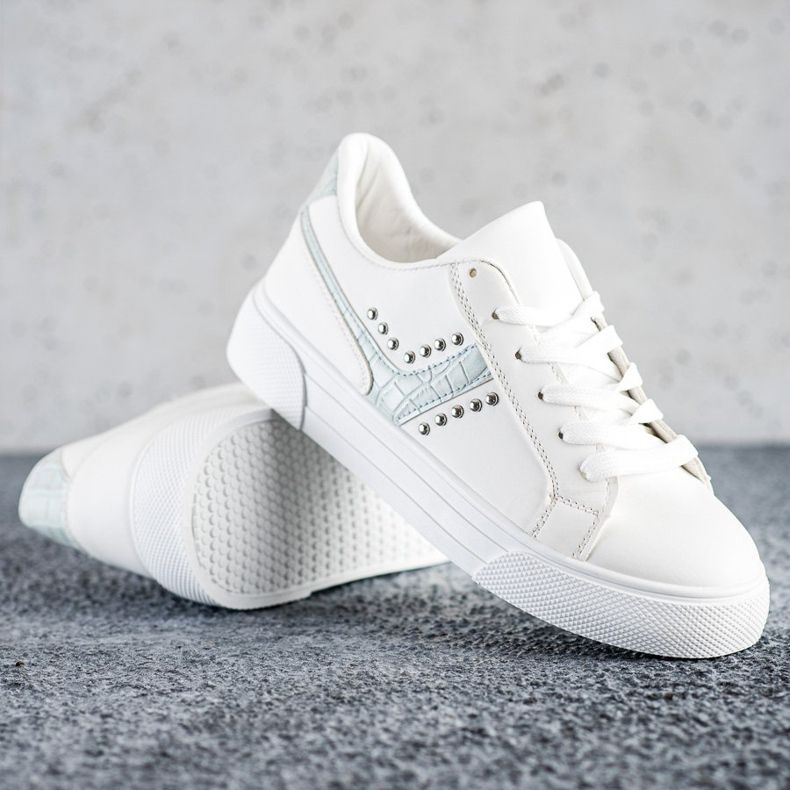 SHELOVET Sapatos amarrados com inserção azul branco 1 SHELOVET Sapatos amarrados com inserção azul branco 1
