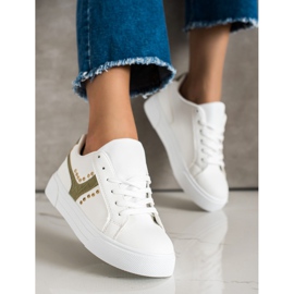 SHELOVET Sapatos amarrados com inserção verde branco 2