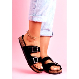 EVE Chinelos femininos em cortiça com fivelas pretas Si Senor preto 1