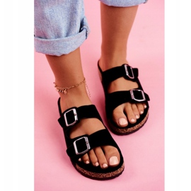 EVE Chinelos femininos em cortiça com fivelas pretas Si Senor preto 4