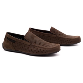 Polbut Mocassins de couro masculino 2105P marrom escuro castanho 1