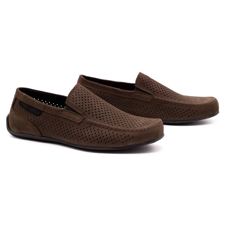 Polbut Mocassins de couro masculino 2105P marrom escuro castanho 1