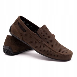 Polbut Mocassins de couro masculino 2105P marrom escuro castanho 3