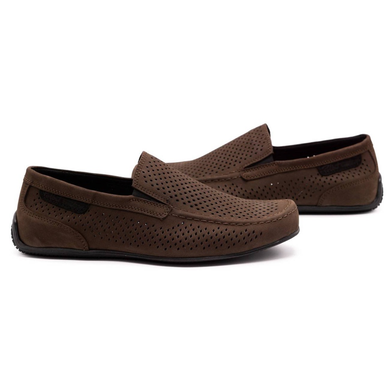 Polbut Mocassins de couro masculino 2105P marrom escuro 4