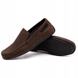 Polbut Mocassins de couro masculino 2105P marrom escuro 2