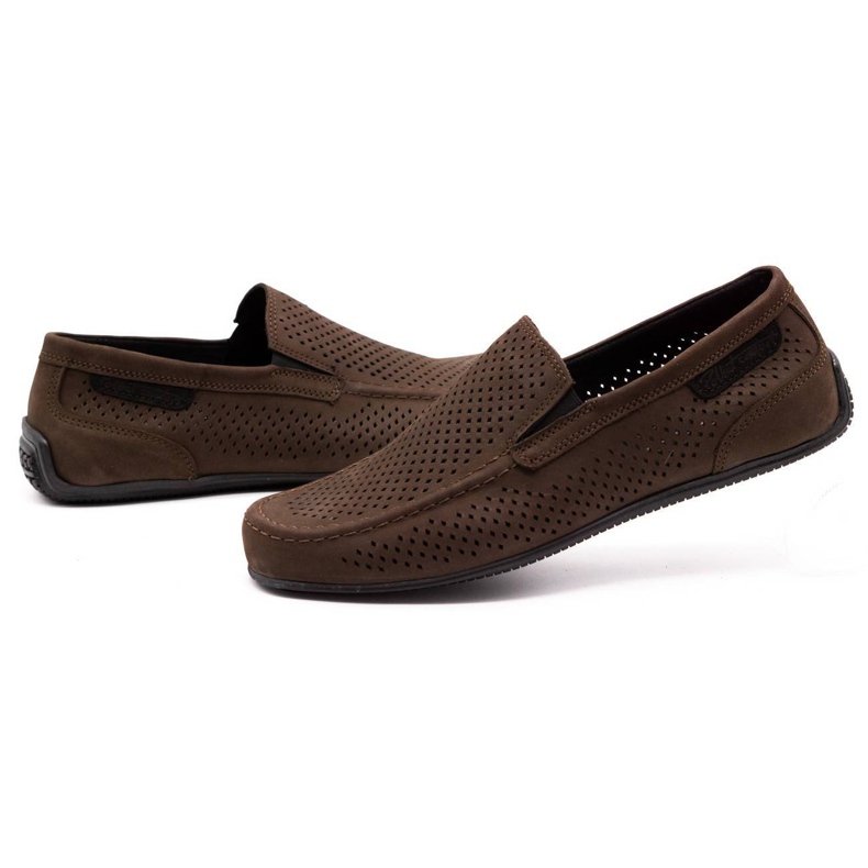 Polbut Mocassins de couro masculino 2105P marrom escuro 5