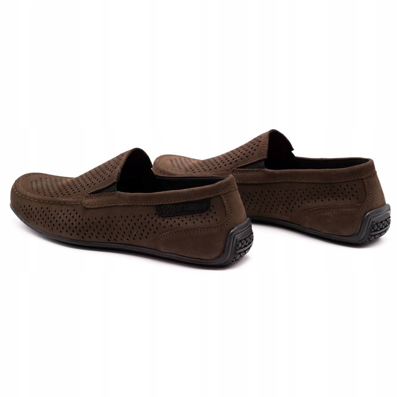 Polbut Mocassins de couro masculino 2105P marrom escuro 6