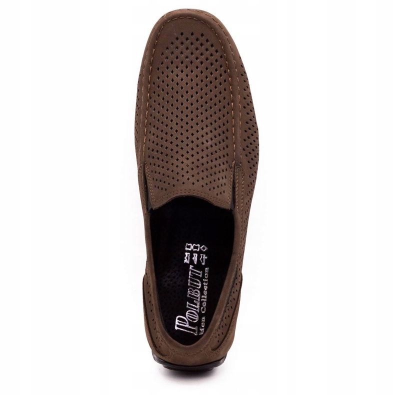 Polbut Mocassins de couro masculino 2105P marrom escuro 7