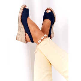 PG1 Sandálias de cunha Las Palomas com tranças azul marinho 1