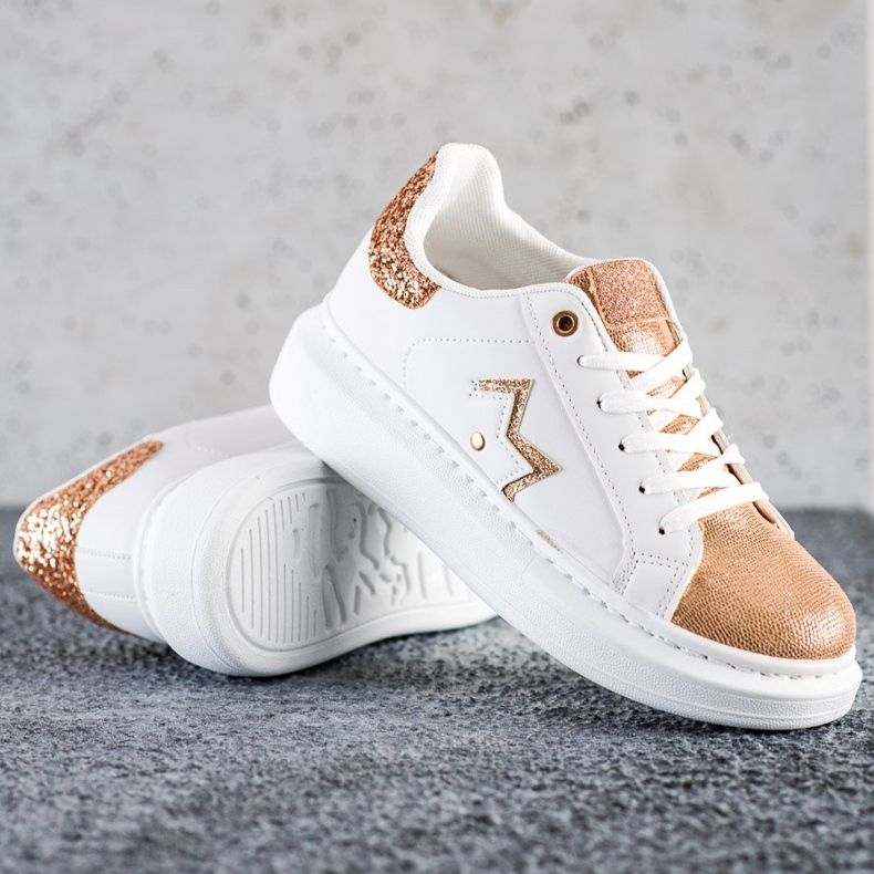 SHELOVET Tênis elegantes na plataforma branco 1