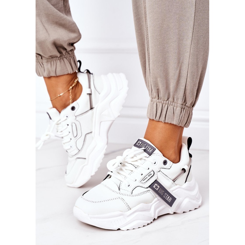 Tênis feminino esportivo Big Star GG274213 Branco-Cinza 1