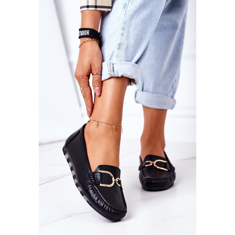 PS1 Mocassins de couro preto feminino para o centro da cidade 2