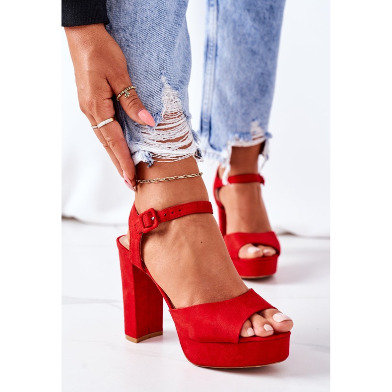 PW1 Sandálias de camurça em barra de camília vermelha vermelho 2