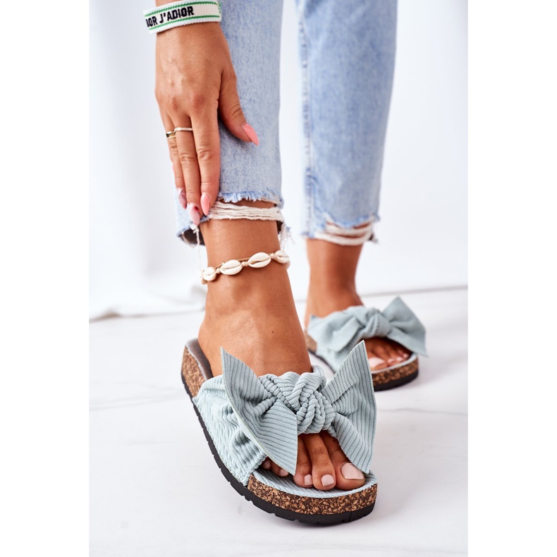 PS1 Chinelos de veludo cotelê com cortiça de hortelã no verão verde 2