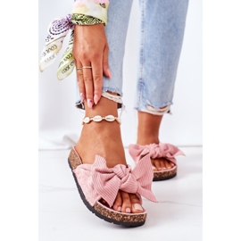 PS1 Chinelos de veludo rosa em cortiça no verão 2