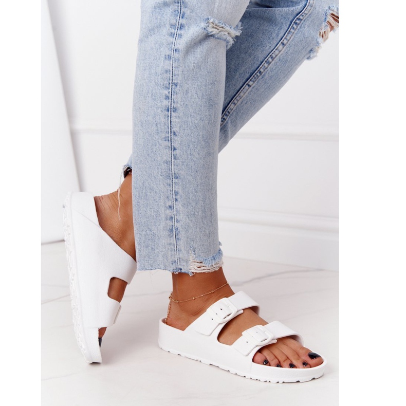 NEWS Chinelos femininos de borracha brancos Stacy 3