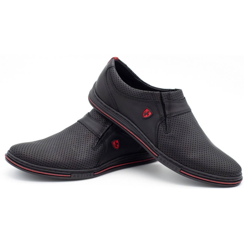 Polbut Sapatos masculinos de couro 362 preto com perfuração 5