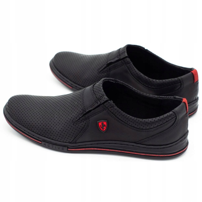 Polbut Sapatos masculinos de couro 362 preto com perfuração 6