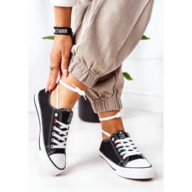 NEWS Tênis clássico feminino preto com sola branca Ecoma 1