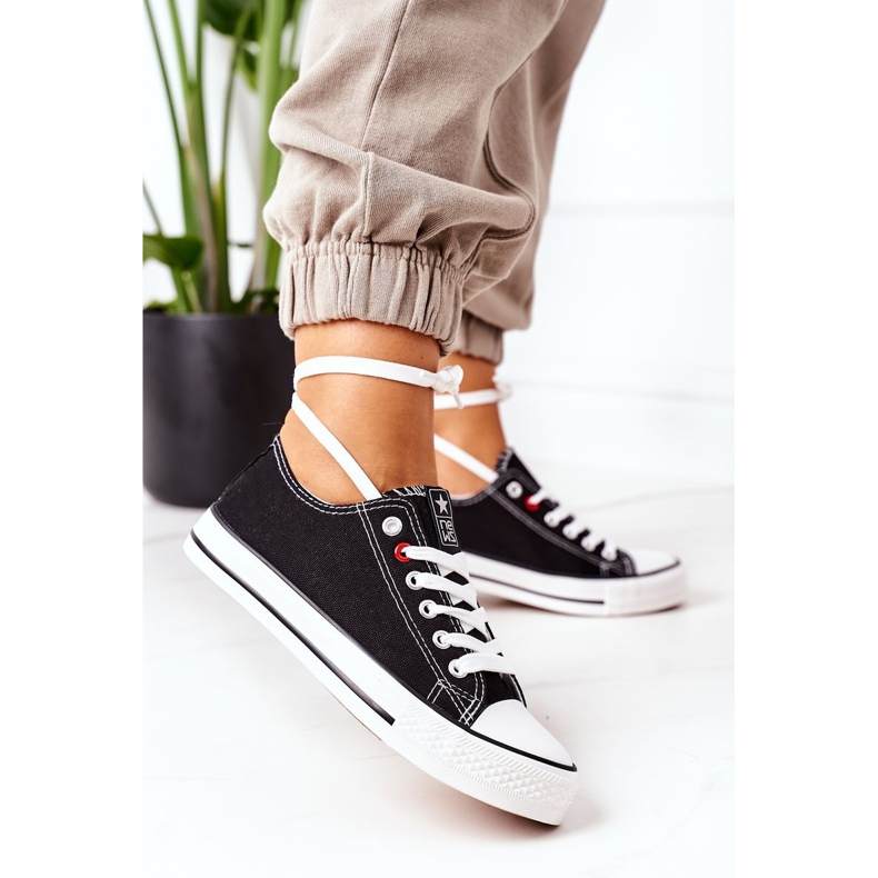 NEWS Tênis clássico feminino preto com sola branca Ecoma 2