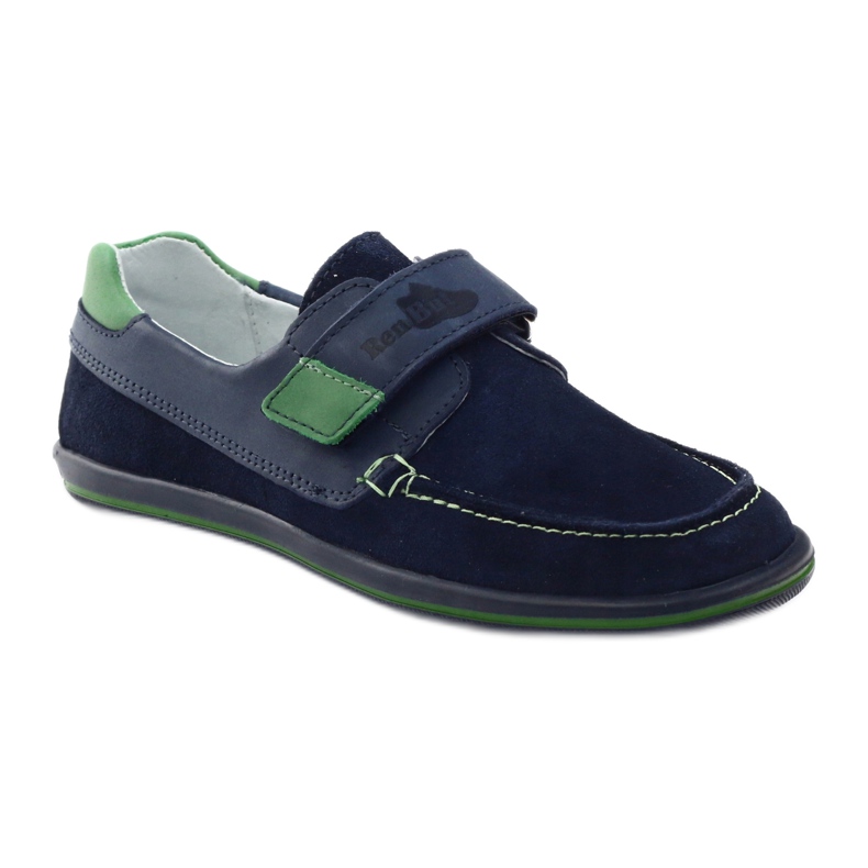 Sapatos masculinos de couro com velcro RenBut 4249, azul marinho 1