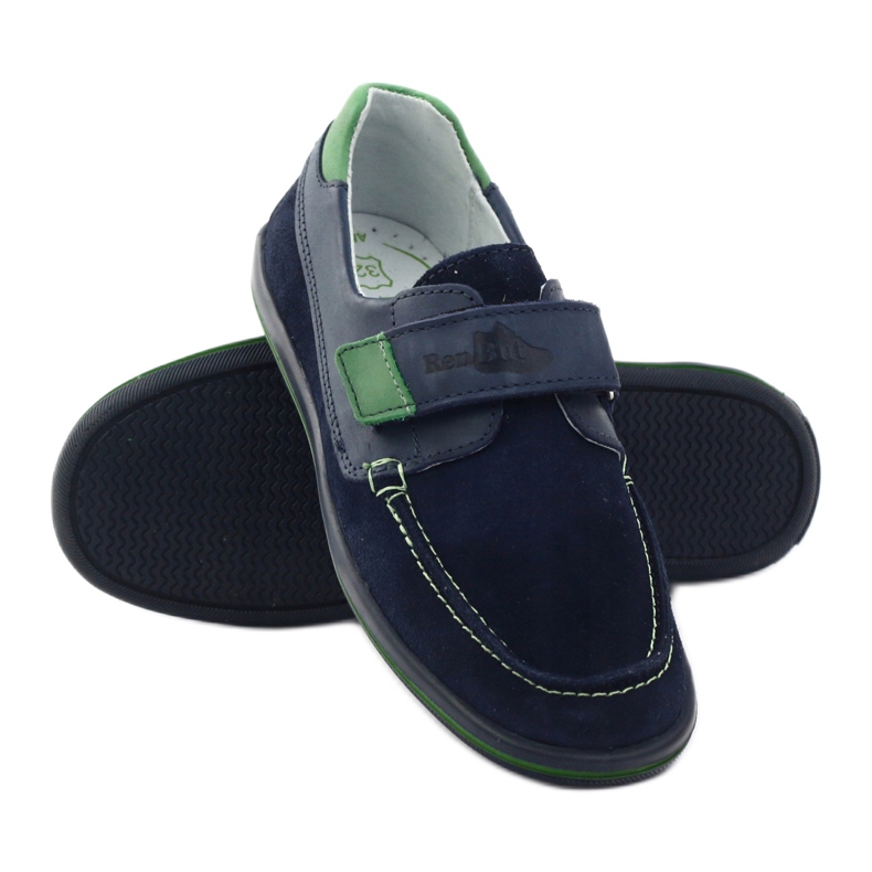 Sapatos masculinos de couro com velcro RenBut 4249, azul marinho 3