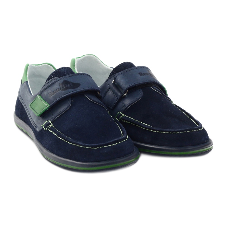 Sapatos masculinos de couro com velcro RenBut 4249, azul marinho 4