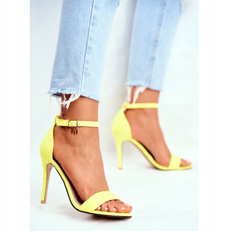 PS1 Sandálias femininas com salto alto Eco-camurça amarelo Liberty 3