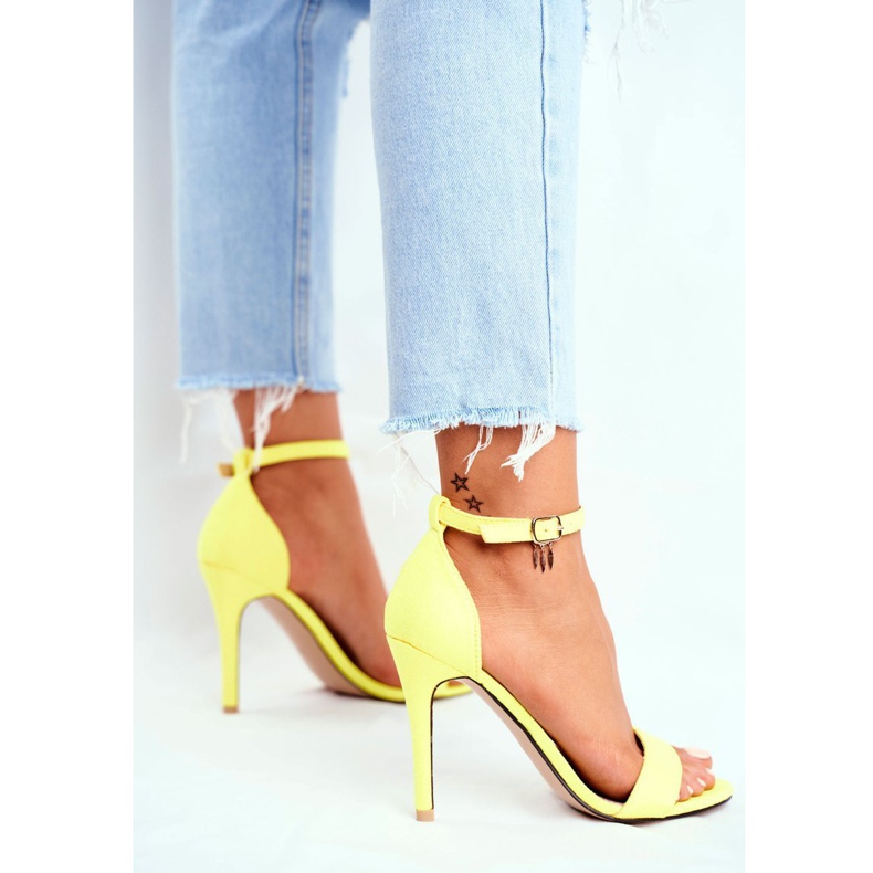 PS1 Sandálias femininas com salto alto Eco-camurça amarelo Liberty 4