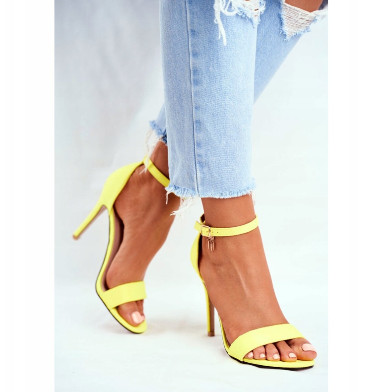 PS1 Sandálias femininas com salto alto Eco-camurça amarelo Liberty 5