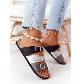 Chinelos com perfil de couro Big Star HH274588 Preto e Prata 5