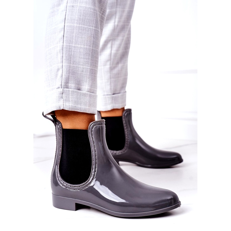 Botas Jodhpur com guarda-chuva cinza brilhante 1