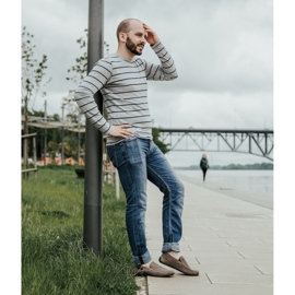 Polbut Mocassins de couro masculino 2105P marrom escuro 1