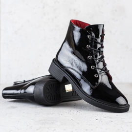 ARTIKER Botas elegantes de couro com cordões preto 1