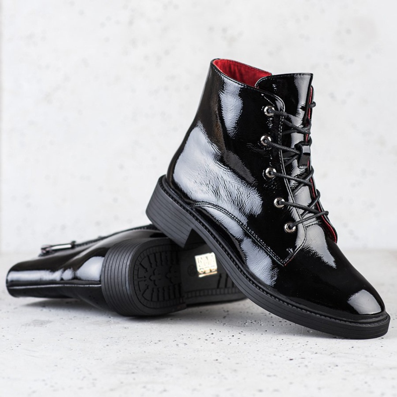 ARTIKER Botas elegantes de couro com cordões preto 1