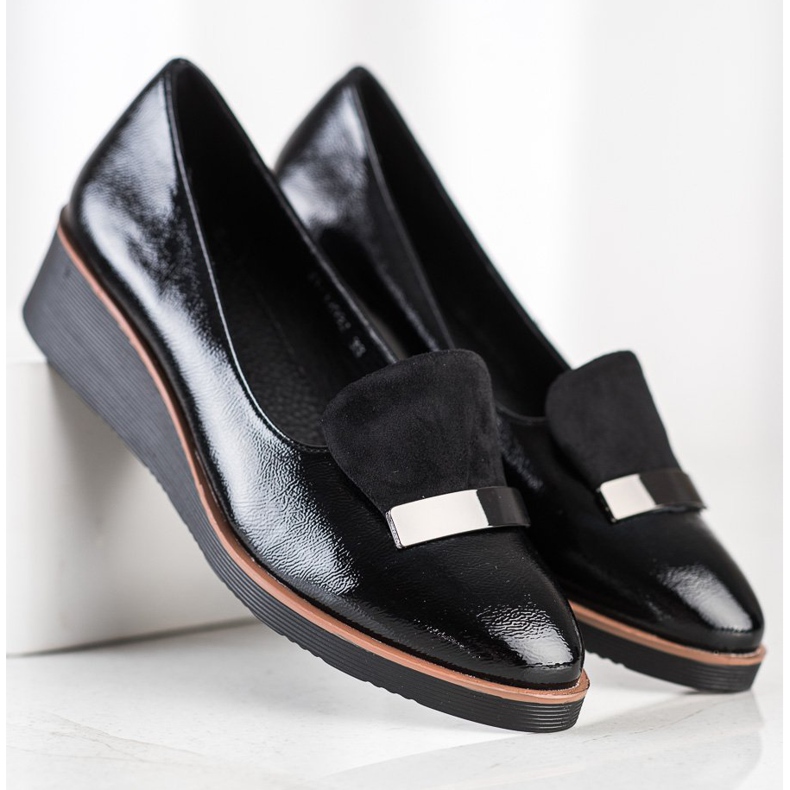 W. Potocki Brogues com inserção de camurça preto 1