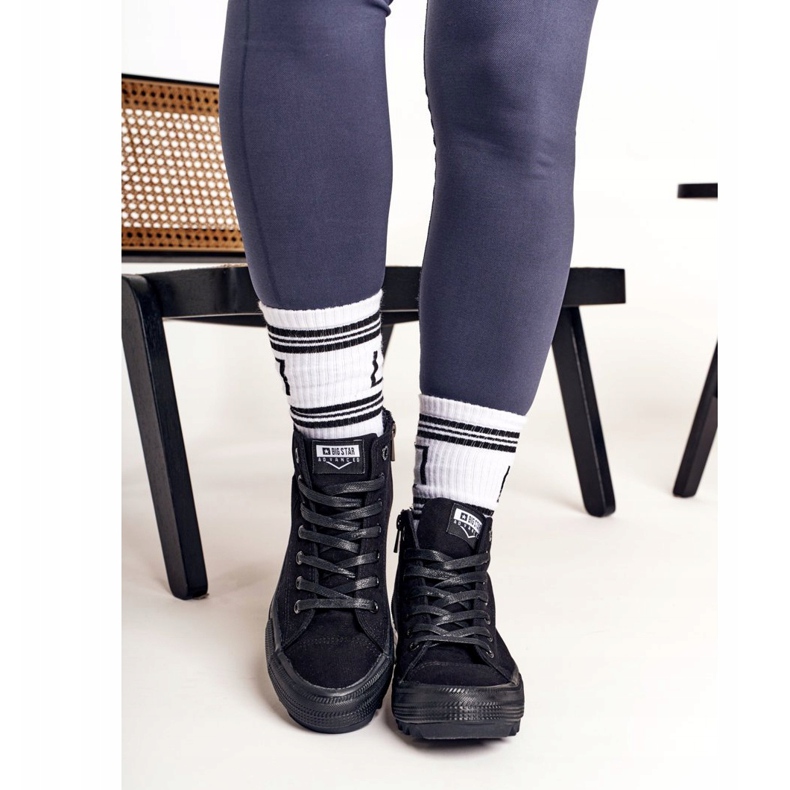 Tênis alto feminino Big Star FF274244 preto 2