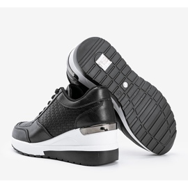 Tênis de cunha preta com padrão Dianne trançado preto 1