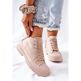 FJ1 Tênis de cano alto bege trissy em sola grande 2