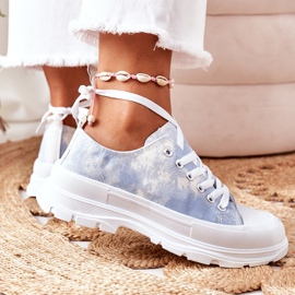 FJ1 Tênis com plataforma azul com efeito de tempo de viagem Tie-Dye branco 1