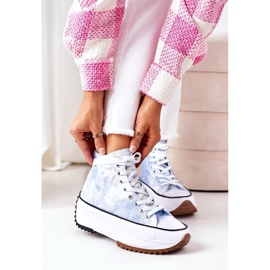 FJ1 Tênis azuis na plataforma com o efeito do amor elétrico Tie-Dye branco azul 1